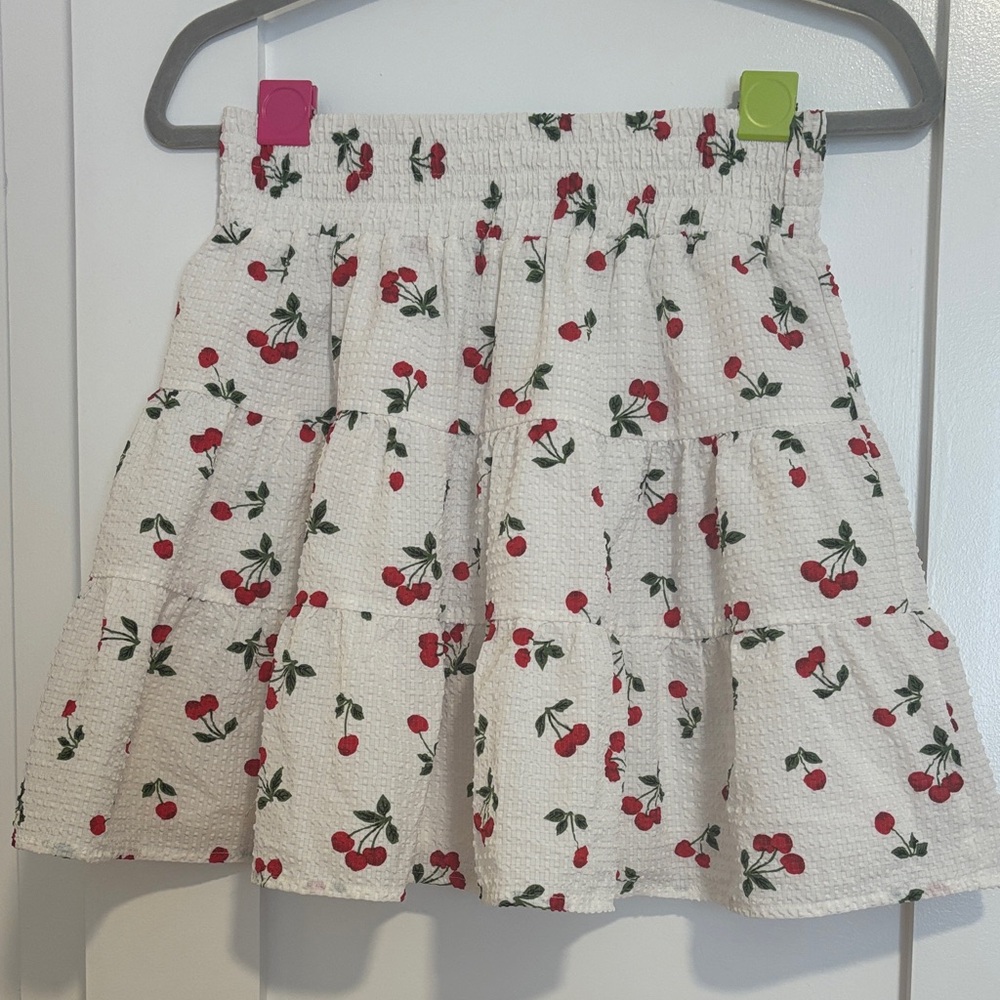 English Factory Cherry Print Tiered Skirt